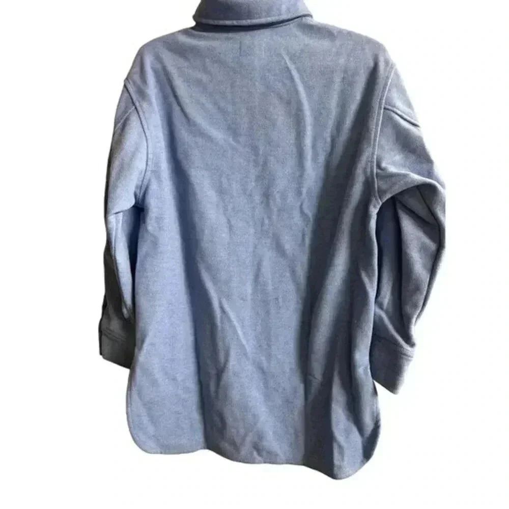 H&M Chambray Button Down Shirt Size XS Blue Oversized Shacket Casual Minimal - Picture 3 of 14